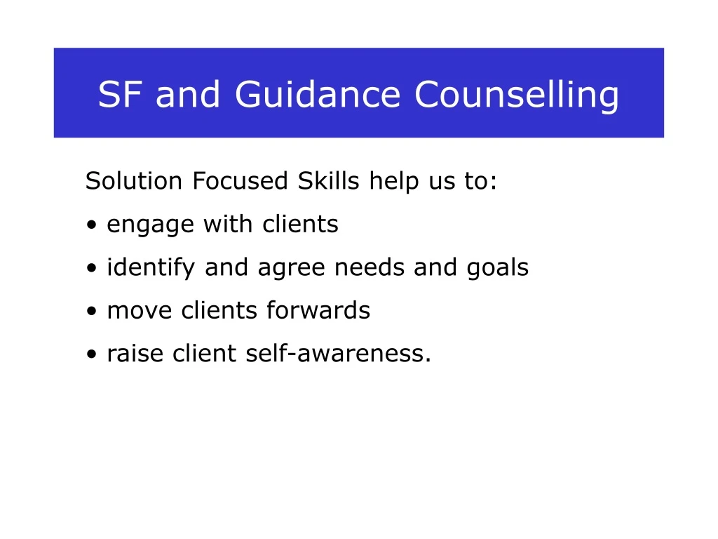 sf and guidance counselling