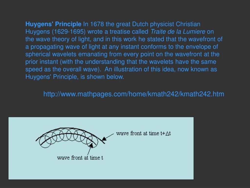 huygens principle in 1678 the great dutch