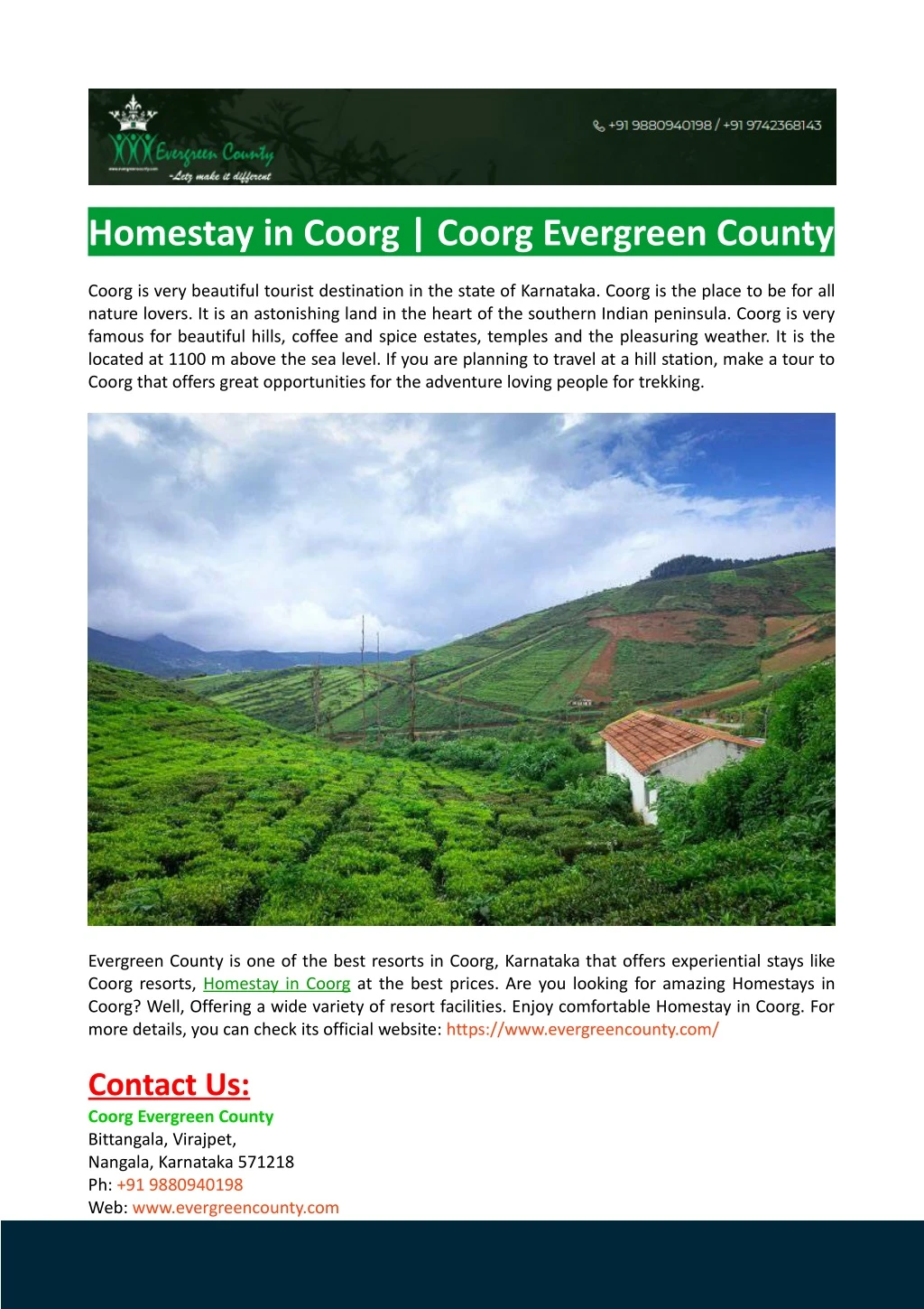 homestay in coorg coorg evergreen county