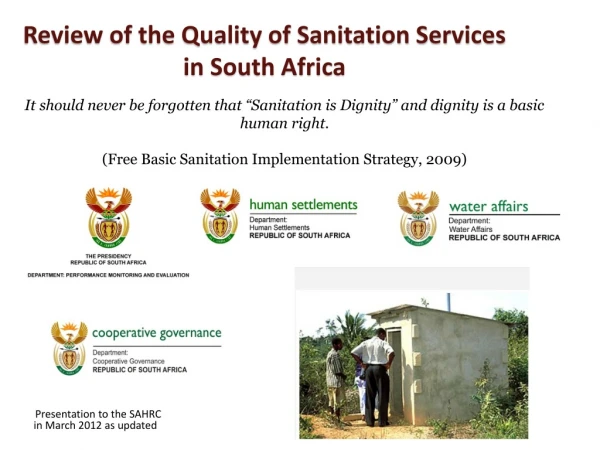 Review of the Quality of Sanitation Services in South Africa