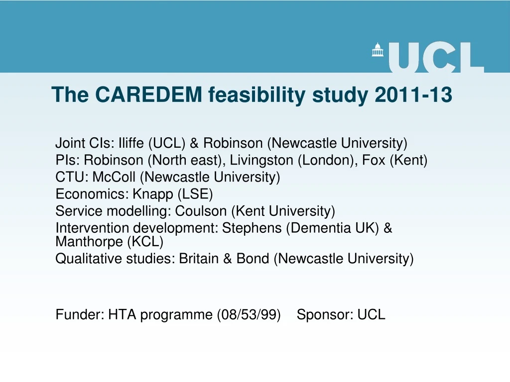 the caredem feasibility study 2011 13