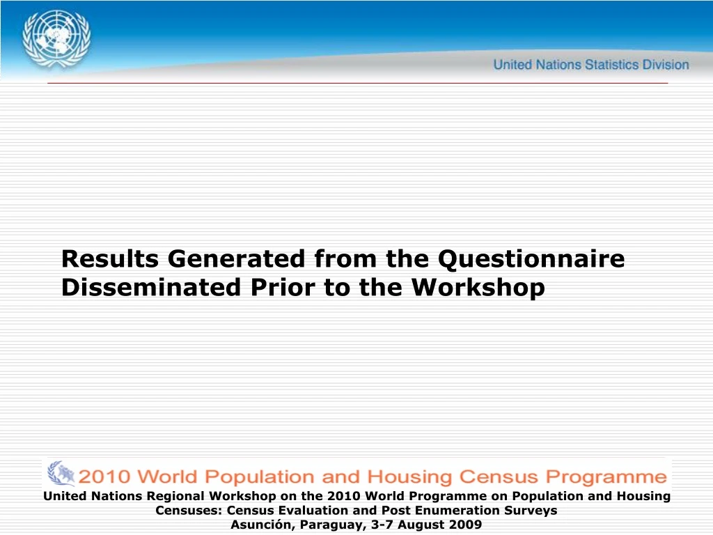 results generated from the questionnaire disseminated prior to the workshop