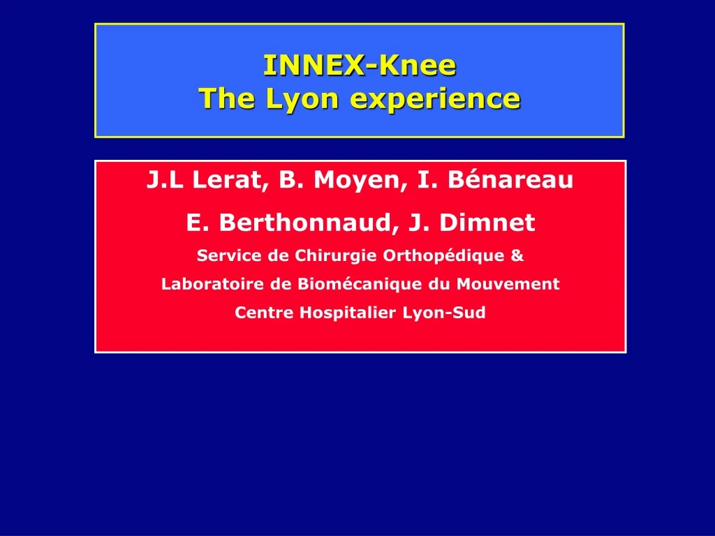 innex knee the lyon experience