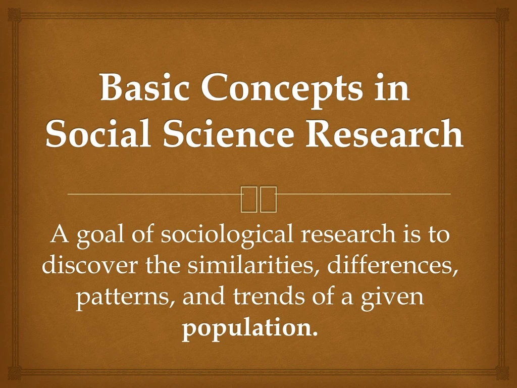 basic concepts in social science research