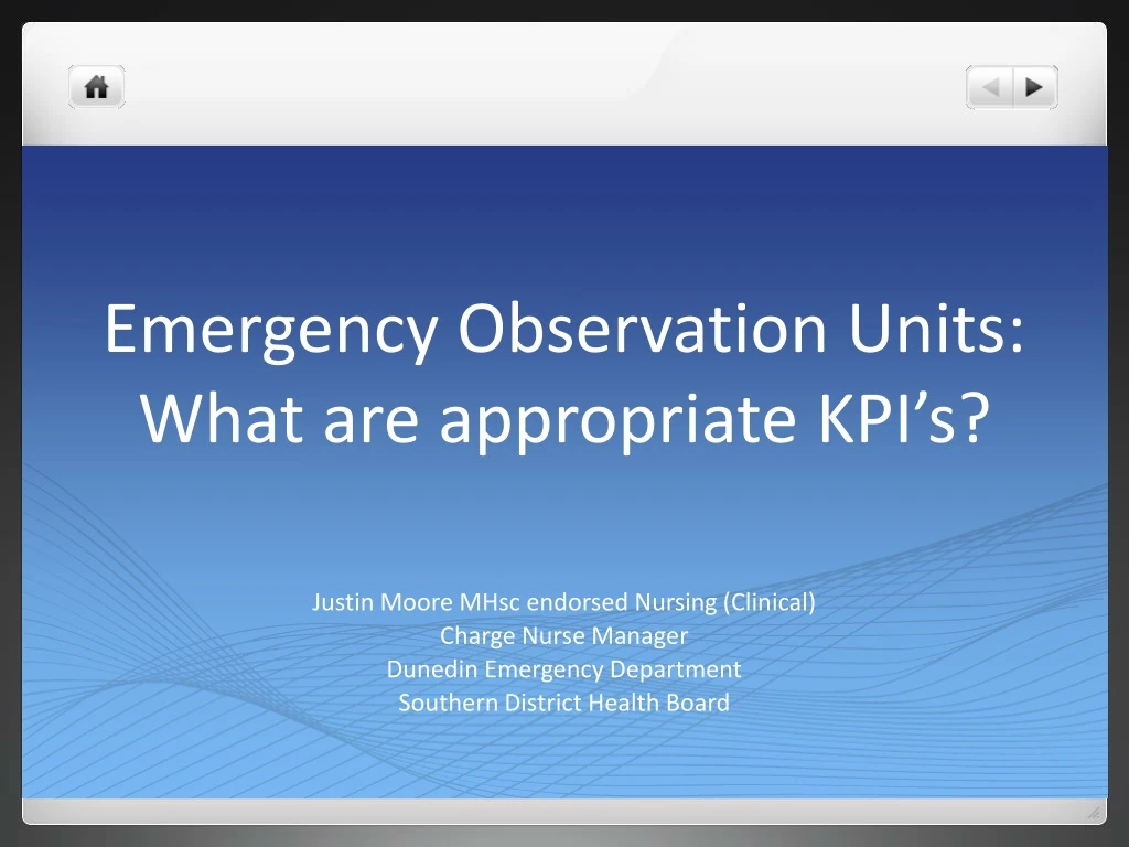 emergency observation units what are appropriate kpi s