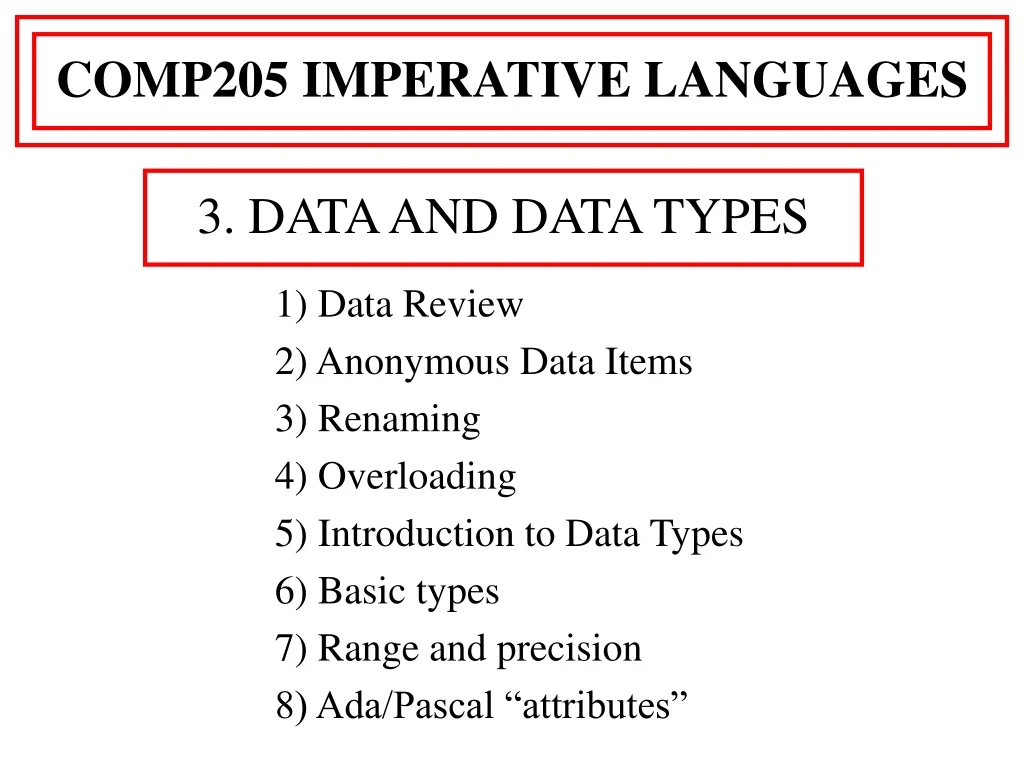 comp205 imperative languages