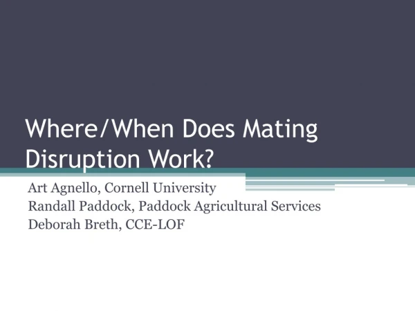 Where/When Does Mating Disruption Work?