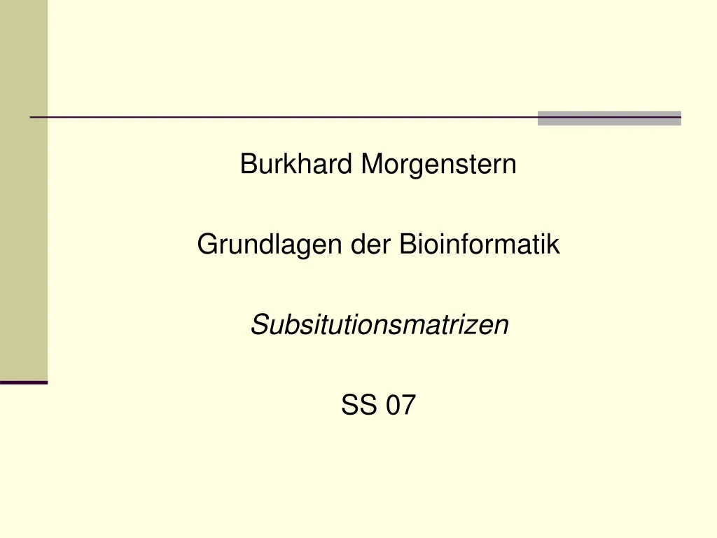 burkhard morgenstern grundlagen der bioinformatik