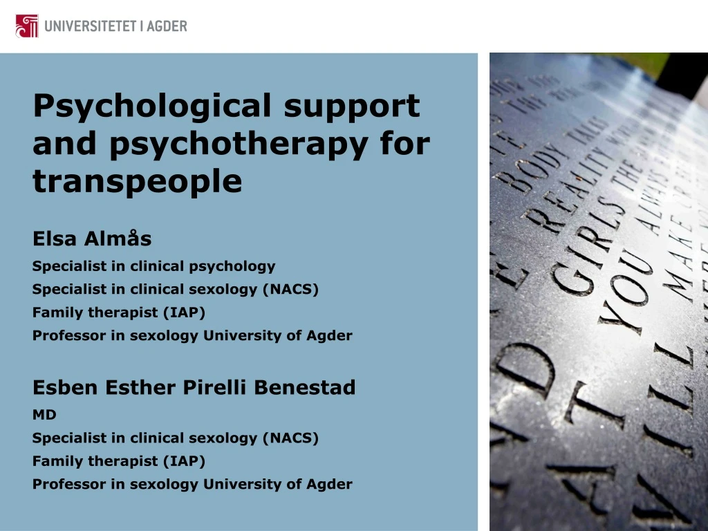 psychological support and psychotherapy for transpeople