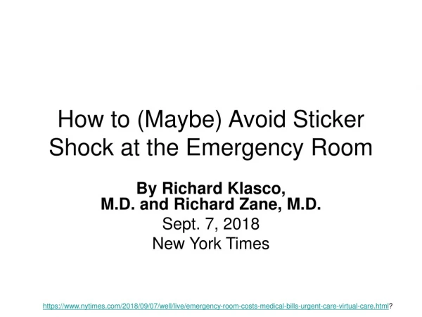 How to (Maybe) Avoid Sticker Shock at the Emergency Room