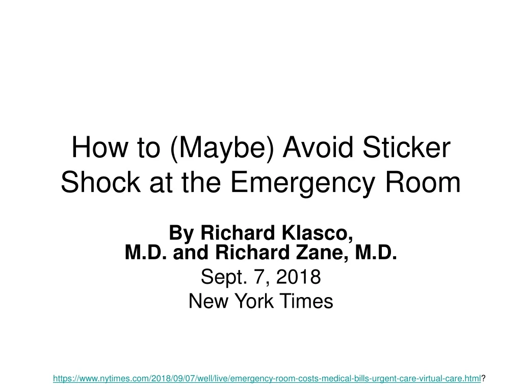 how to maybe avoid sticker shock at the emergency room