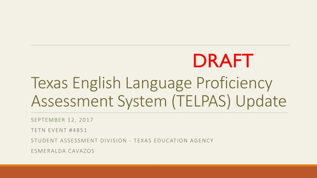 texas english language proficiency assessment system telpas update