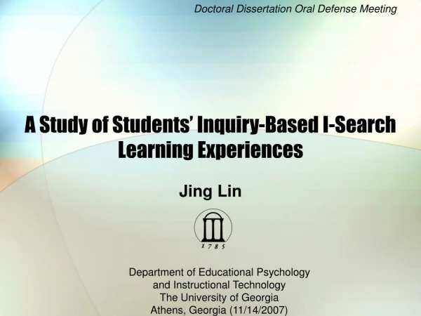 A Study of Students’ Inquiry-Based I-Search Learning Experiences