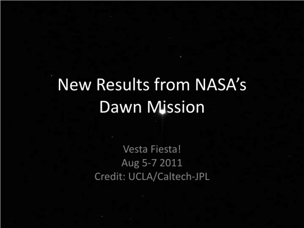 New Results from NASA’s  Dawn Mission