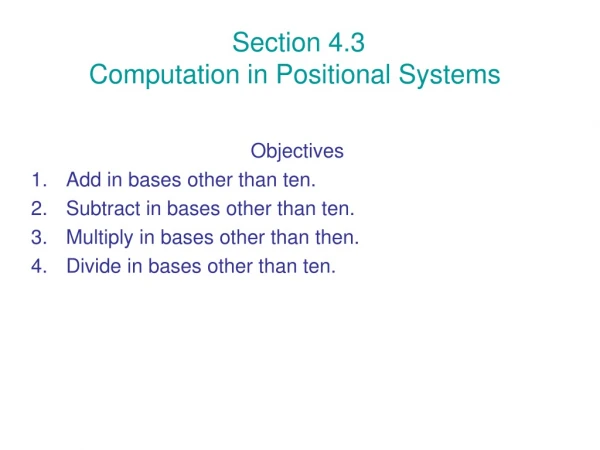 Section 4.3 Computation in Positional Systems