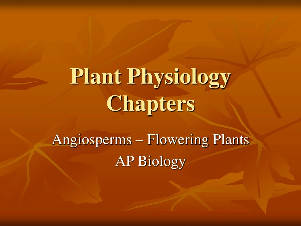 plant physiology chapters