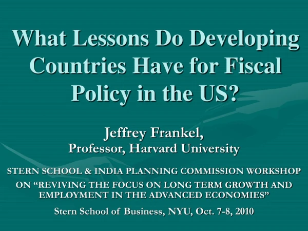 What Lessons Do Developing Countries Have for Fiscal Policy in the US?