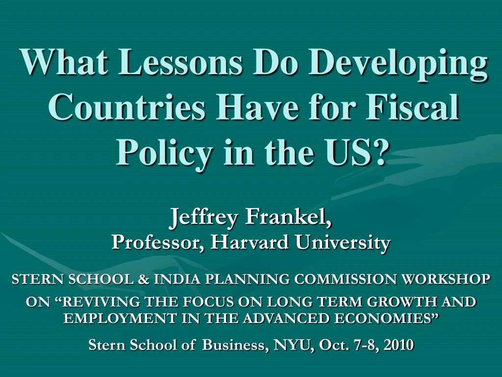 what lessons do developing countries have for fiscal policy in the us
