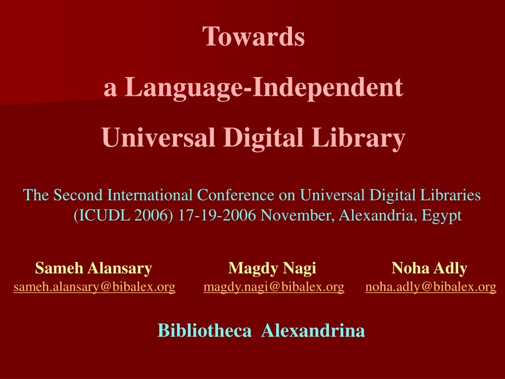 towards a language independent universal digital