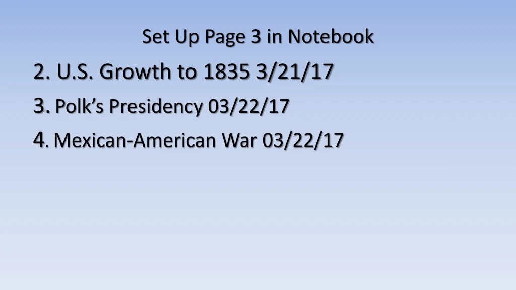 set up page 3 in notebook