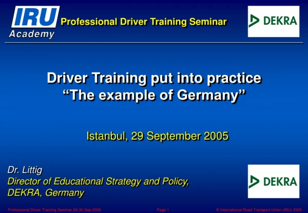 Professional Driver Training Seminar