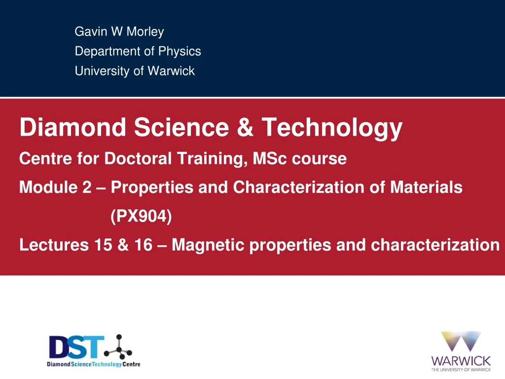 gavin w morley department of physics university of warwick