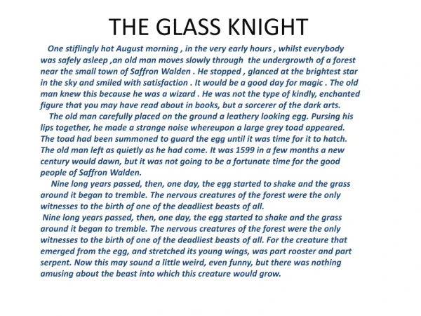 THE GLASS KNIGHT