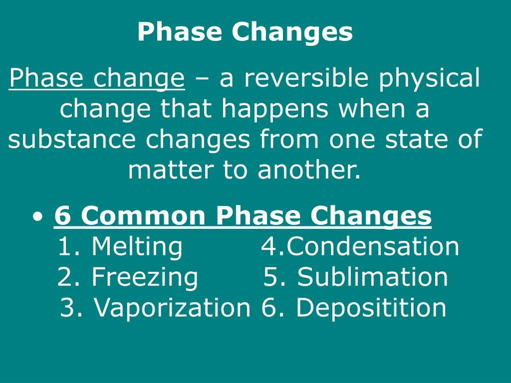 phase changes phase change a reversible physical