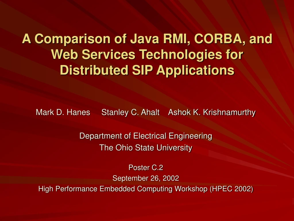 a comparison of java rmi corba and web services technologies for distributed sip applications