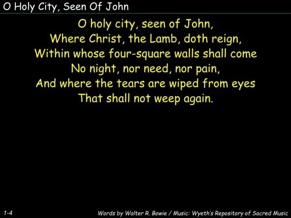 O Holy City, Seen Of John