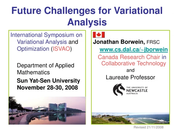 Future Challenges for Variational Analysis