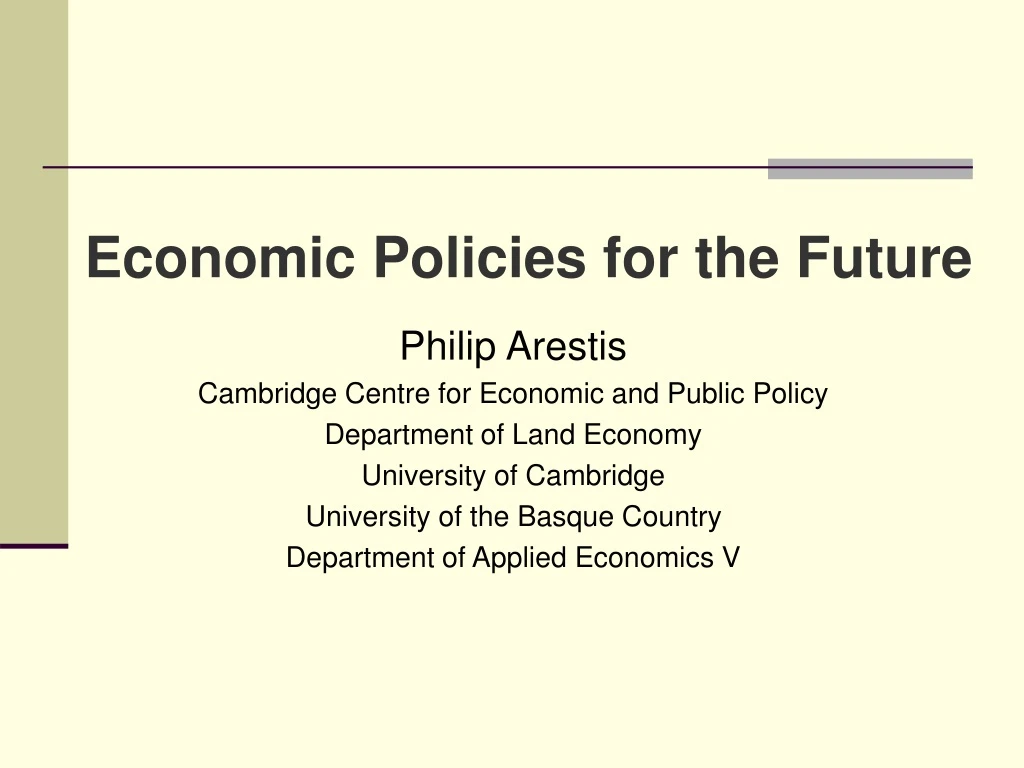 economic policies for the future