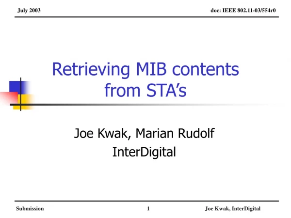 Retrieving MIB contents from STA’s