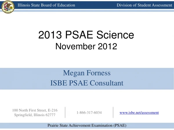 2013 PSAE Science November 2012