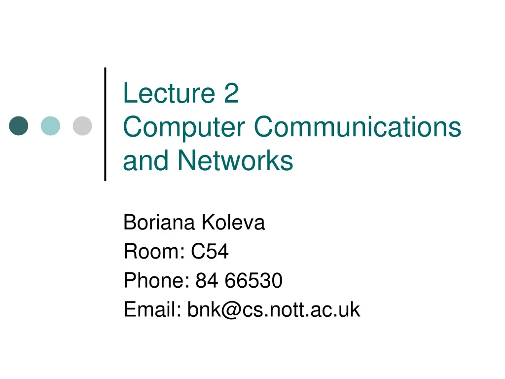 lecture 2 computer communications and networks