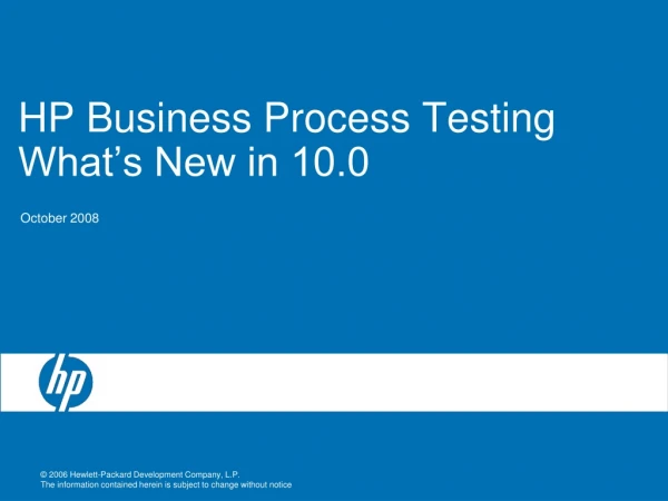 HP Business Process Testing  What’s New in 10.0