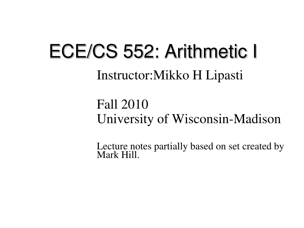 ece cs 552 arithmetic i