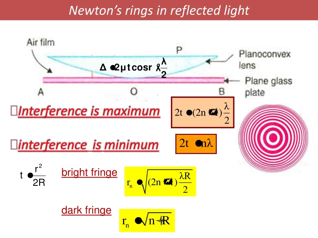 newton s rings in reflected light