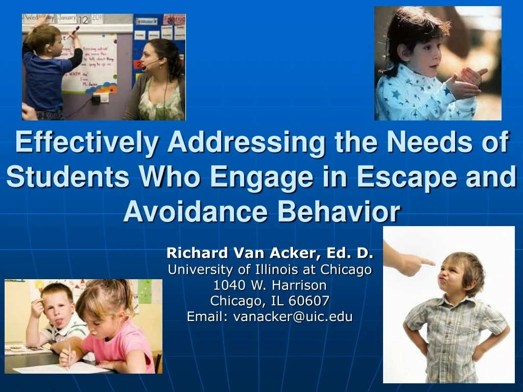 effectively addressing the needs of students who engage in escape and avoidance behavior