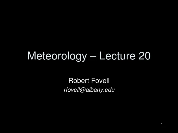 Meteorology – Lecture 20