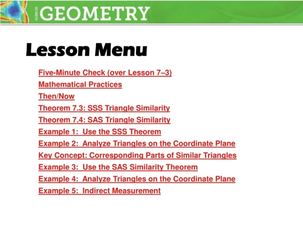 Lesson Menu