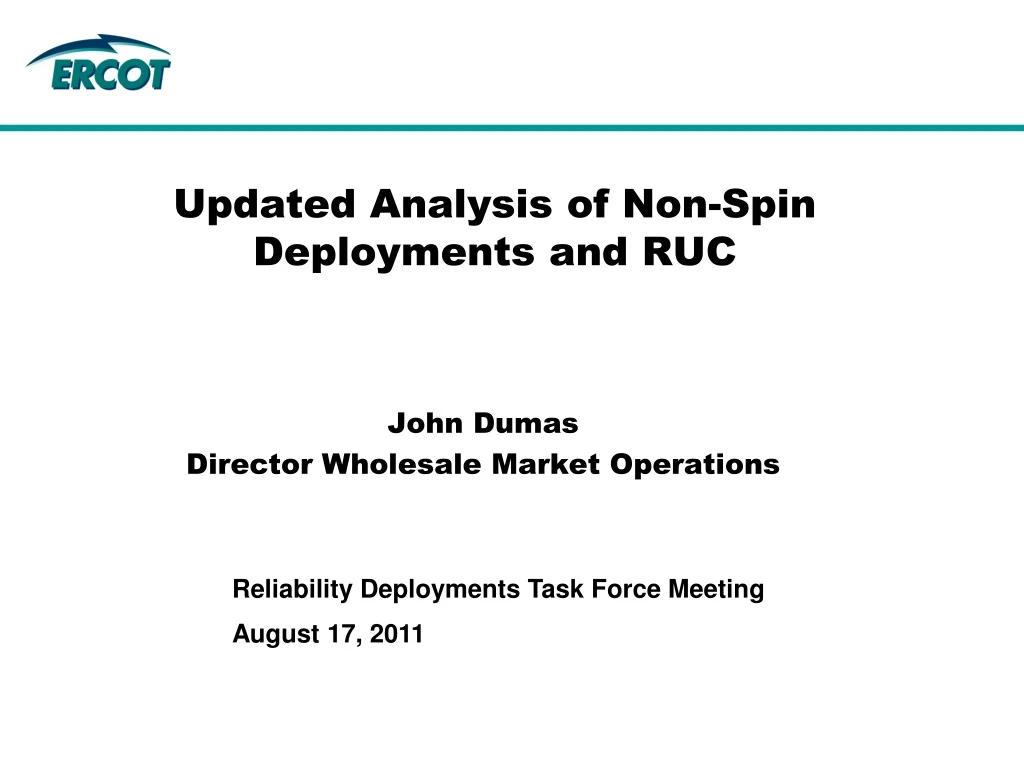 updated analysis of non spin deployments and ruc