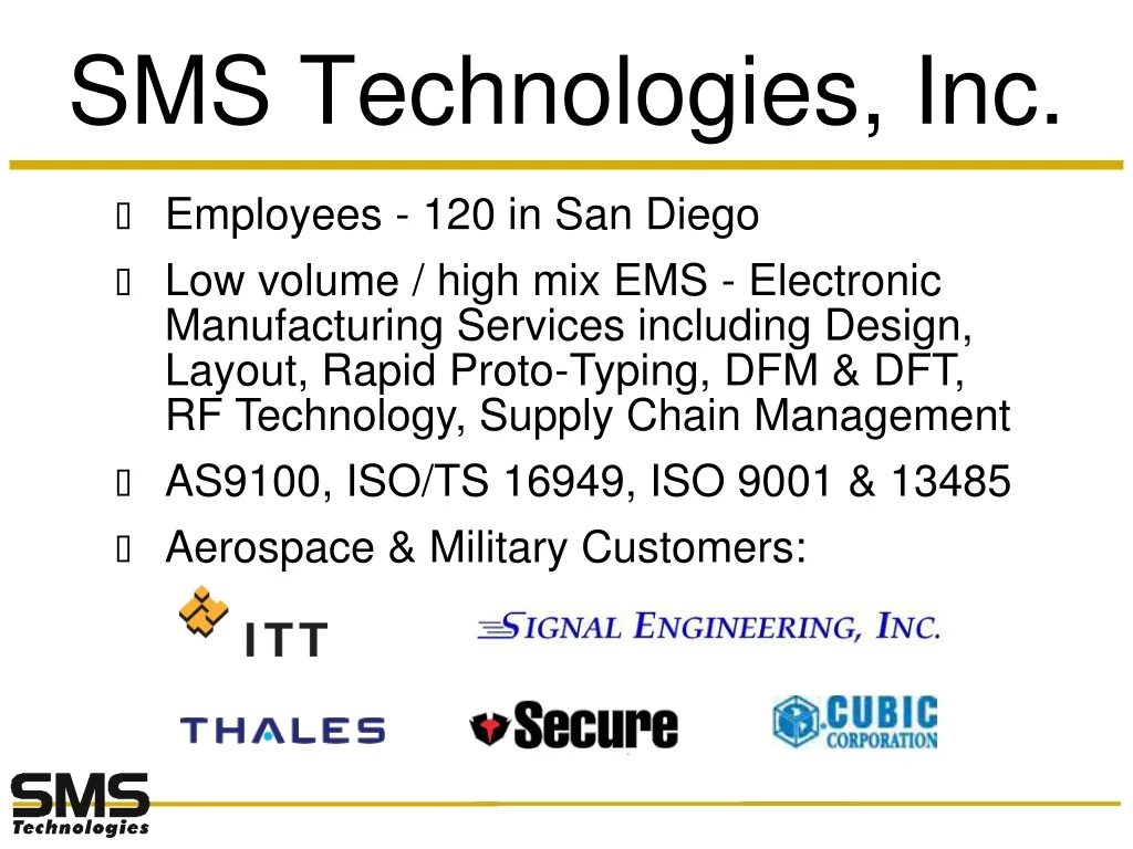 sms technologies inc