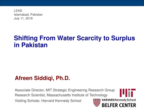 Shifting From Water Scarcity to Surplus in Pakistan