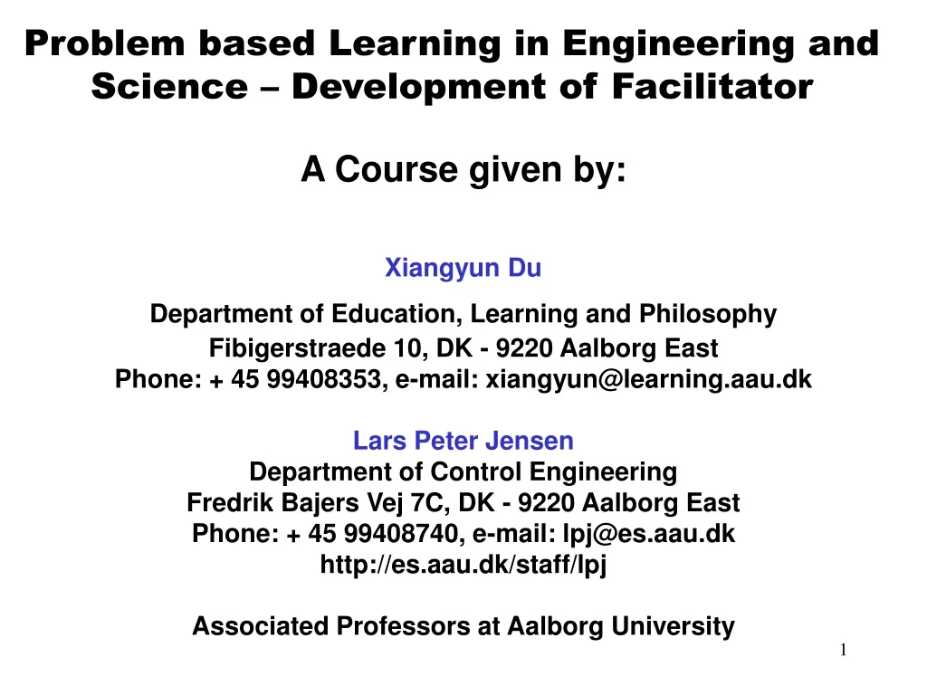 problem based learning in engineering and science development of facilitator