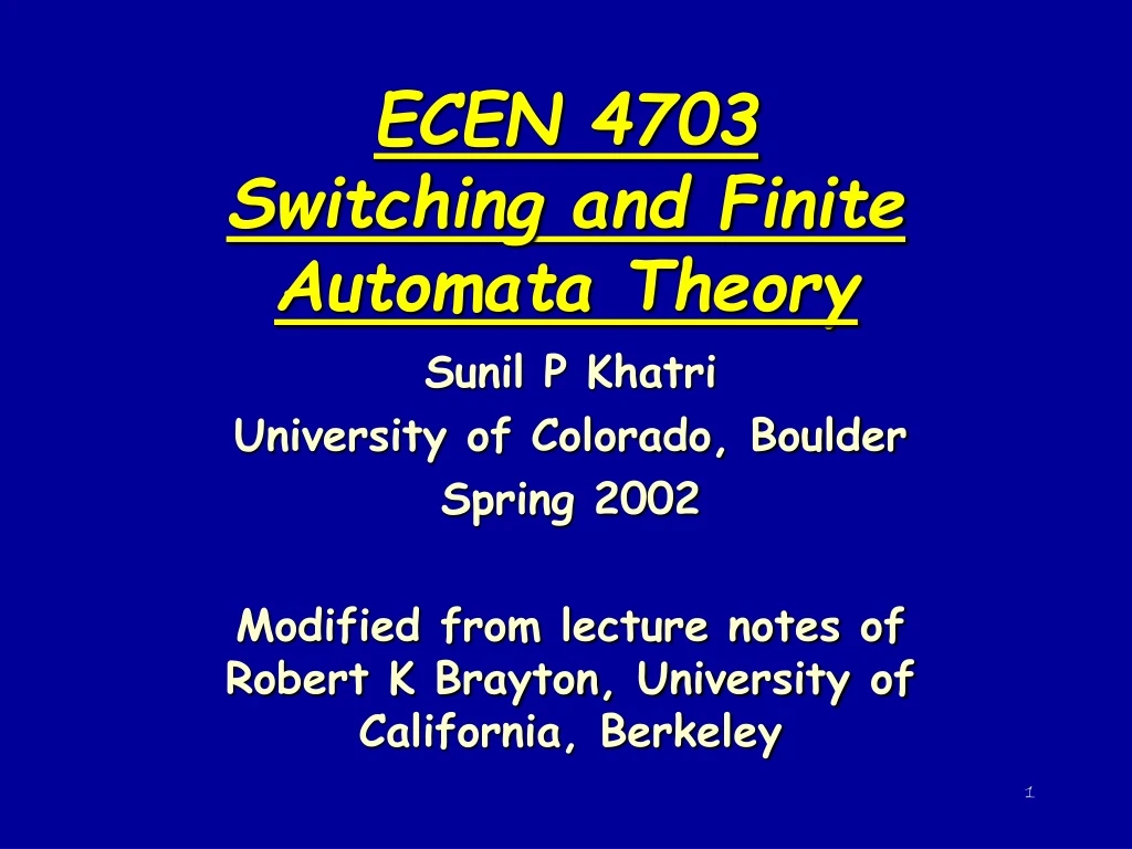 ecen 4703 switching and finite automata theory