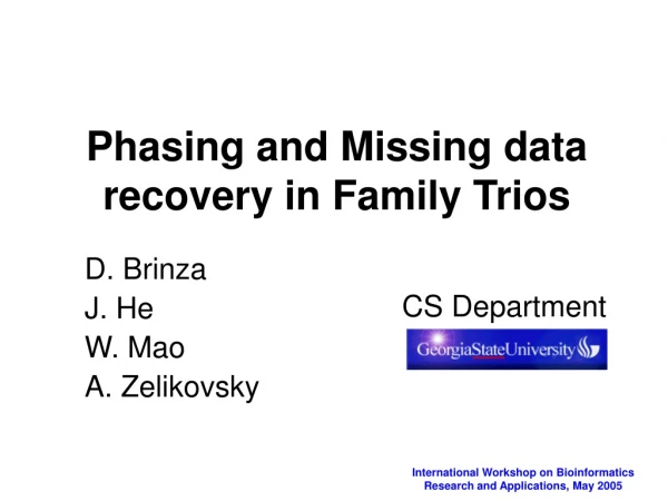 Phasing and Missing data recovery in Family Trios