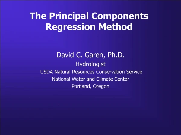 The Principal Components Regression Method