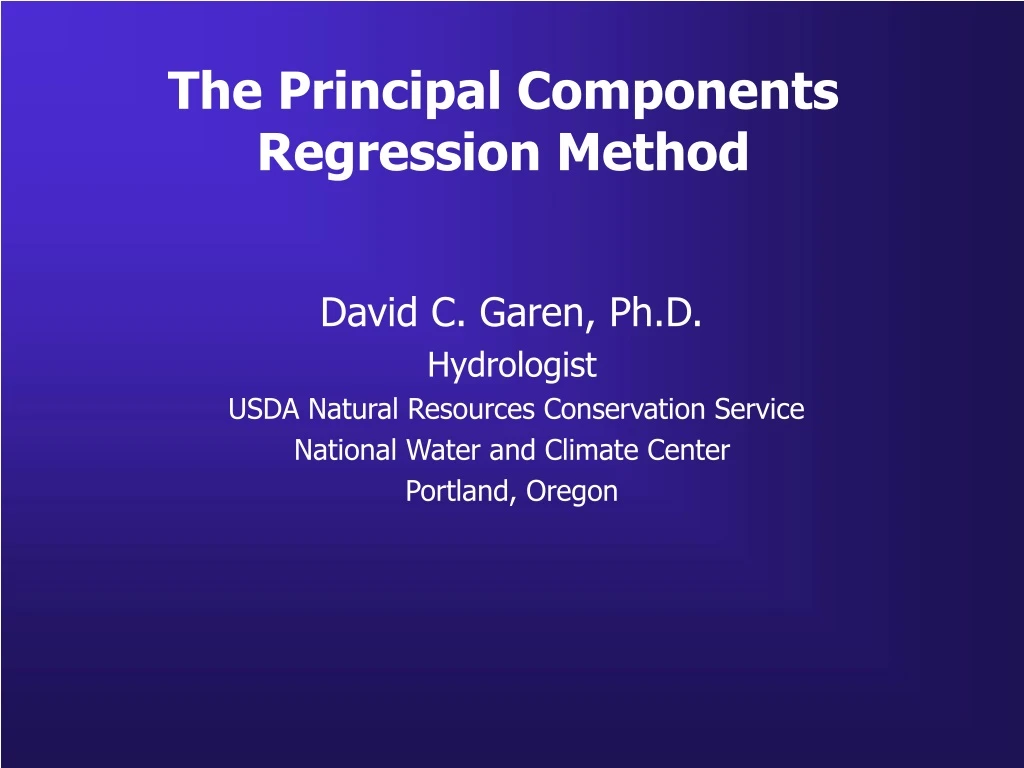 the principal components regression method