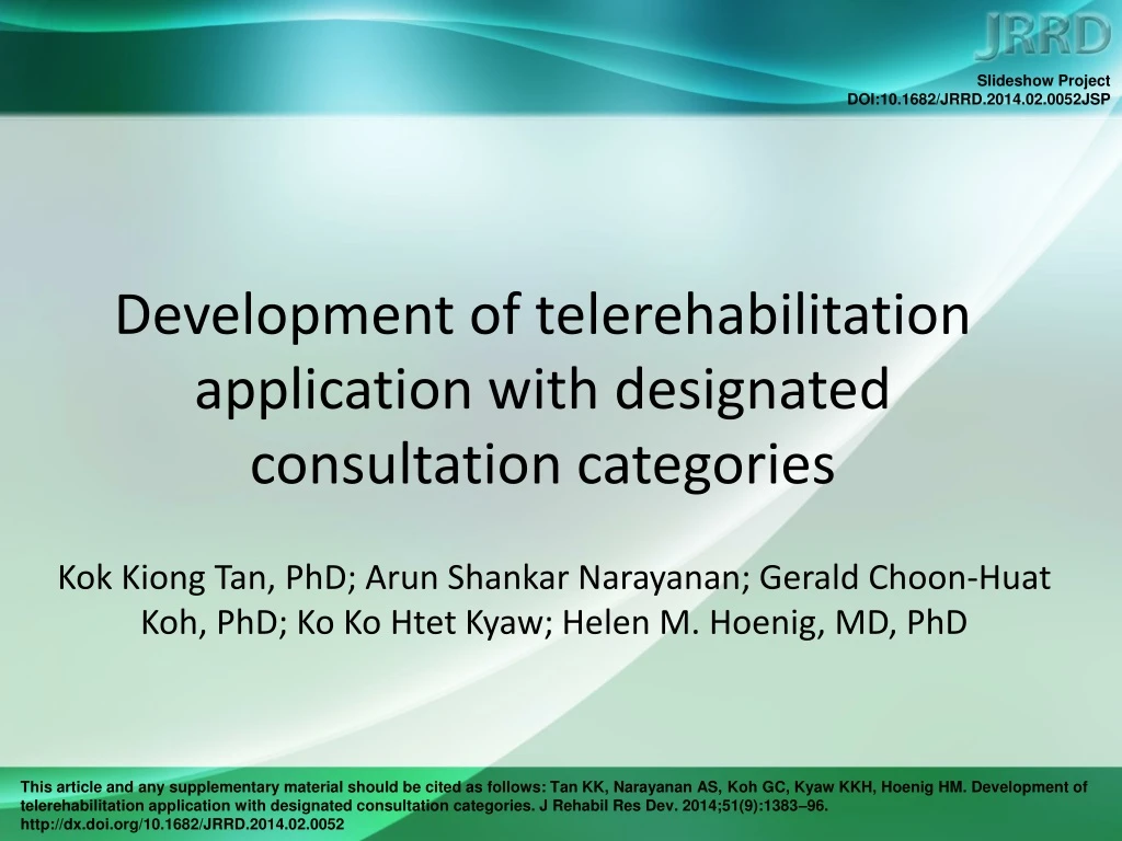 development of telerehabilitation application with designated consultation categories